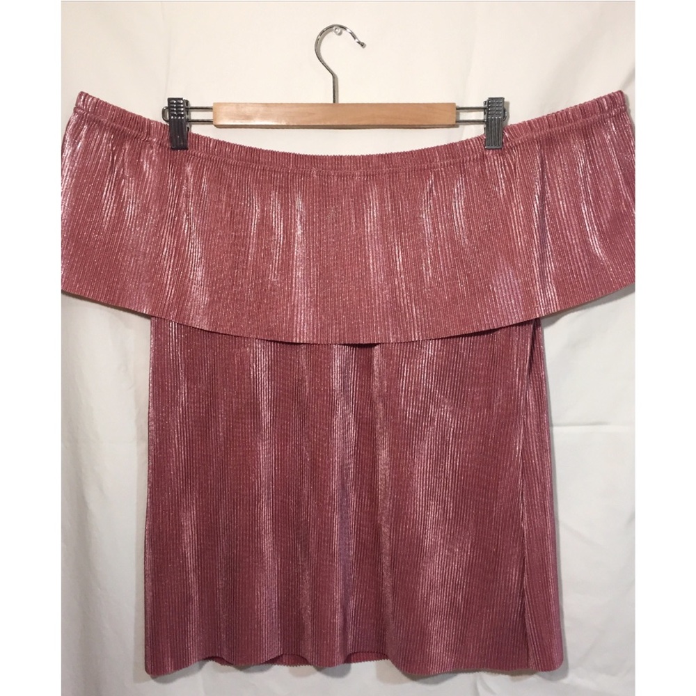 A.n.a pink sparkly off the shoulder top XL